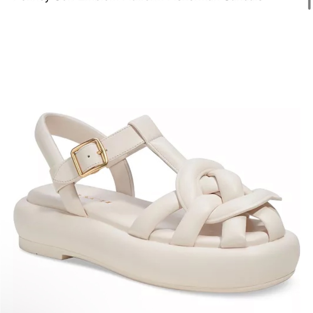 Coach Penny Fisherman Off White Platform Sandal 5 Flatform Puff Soft Emblem C